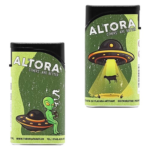Bricheta Antivant Altora Alien Invasion Jet Bricheta reincarcabila cu flacara antivant Altora Alien Invasion Jet cu carcasa metalica