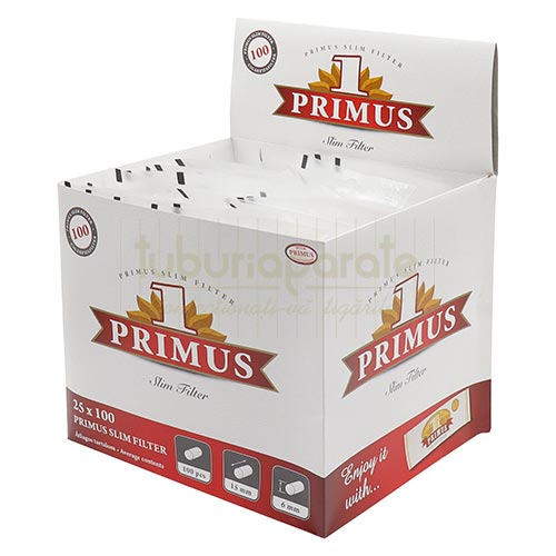 Filtre Tigari Primus Slim 6/15 mm (100) Plic cu 100 filtre pentru rulat tigari marca Primus Slim 6/15 mm