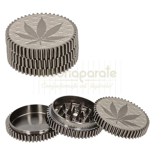 Grinder Dreamliner 106 Gunmetal Leaf Grinder din 3 piese de culoare gri Dreamliner 106 Gunmetal Leaf