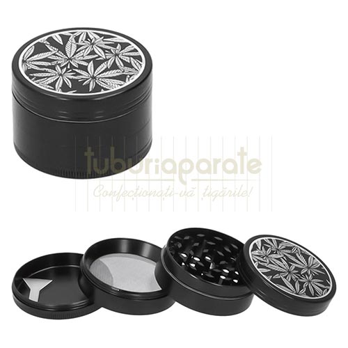 Grinder Dreamliner 22 Leaf Grinder metalic cu 4 parti Dreamliner 22 Leaf de culoare negru