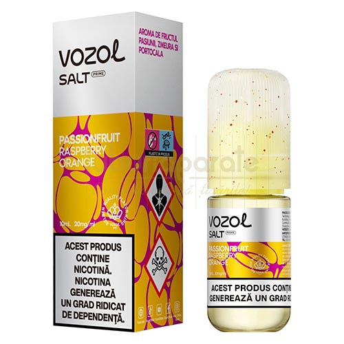 Lichid Vozol Passion Fruit Raspberry Orange - Salt 10 ml (20mg/ml) Sticluta cu 10 ml lichid pentru tigara electronica Vozol Passion Fruit Raspberry Orange Salt 20 mg