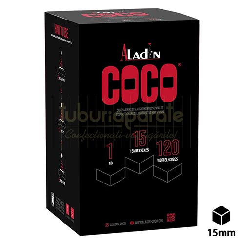 Carbuni narghilea Aladin Coco 15MM (1 KG) Pachet de 1 KG carbuni pentru narghilea Aladin Coco 15 MM