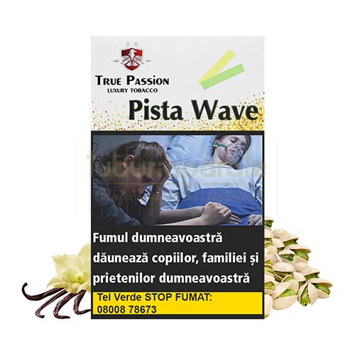 Tutun Narghilea True Passion Pista Wave (Fistic, vanilie) 50g Pachet cu 50g tutun narghilea True Passion Pista Wave cu aroma de fistic si vanilie