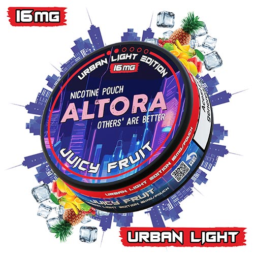 Pouch nicotina Altora Juicy Fruit (16 mg/pouch) Cutie cu 20 pouch-uri cu nicotina Altora Juicy Fruit cu concentratia de 16 mg/pouch