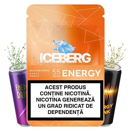 Pouch nicotina Iceberg Nicotine Cotton Strips Energy (13 mg/strip) Pouch cu nicotina Iceberg Nicotine Cotton Strips Energy in pachet de 55 pliculete