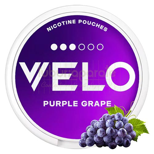 Pouch nicotina Velo Purple Grape (10 mg/pouch) Cutie cu 25 pliculete cu nicotina Velo Purple Grape cu aroma de struguri cu nicotina de 10 mg/pouch