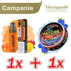 Promotii, 1x Vivo Nexxt Peach Mango (1000 pufuri) + 1x Pouch Altora Blue Raspberry Ice (19mg/pouch), TuburiAparate.ro