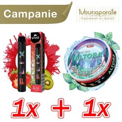 Promotii, 1x Vivo Flix Strawberry Kiwi (700 pufuri) + 1x Pouch Altora Mint Ice (19mg/pouch), TuburiAparate.ro