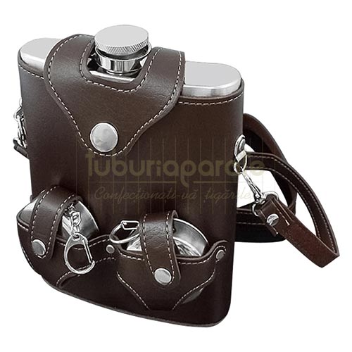 Set plosca alcool DM 12 Turist (540 ml) Set plosca alcool metalica pentru bauturi cu geanta marca DM 12 Turist