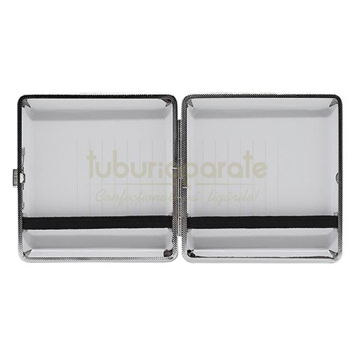 Tabachera Tigari DM 17 Brown Tabachera metalica pentru tigari cu exterior din piele ecologica marca DM