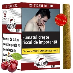 Tigari de foi fara filtru, Tigari de foi Piff Puff Ruby 240g (cirese) 25, TuburiAparate.ro