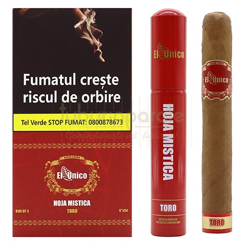 Trabucuri El Unico Hoja Mistica Toro (3) Pachet cu 3 trabucuri confectionate manual El Unico Hoja Mistica Toro de tarie medie spre tare