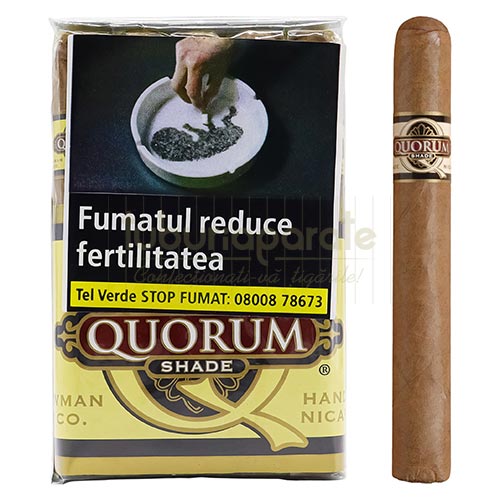 Trabucuri Quorum Shade Tres Petit (10) Pachet cu 10 trabucuri Quorum Shade Tres Petit de tarie slaba spre medie