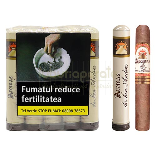 Trabucuri Aromas de San Andres Robusto Tub (20) Pachet cu 20 trabucuri Aromas de San Andres Robusto in tuburi de pastrare