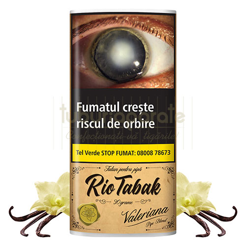 Tutun pentru pipa RioTabak Valeriana (vanilie) 30g Pachet cu 30g tutun aromat pentru pipa Riotabak Valeriana cu aroma de vanilie