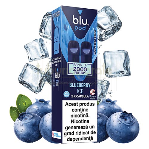 Capsule Blu Bar Blueberry Ice 20MG (2 capsule) Capsule de unica folosinta Blu Bar Blueberry Ice cu nicotina de 20 MG in pachet de 2 bucati