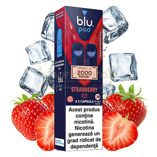 Capsule Blu Bar Strawberry Ice 20MG (2 capsule) Capsule rezerva Blu Bar Strawberry Ice cu nicotina de 20MG 2 capsule