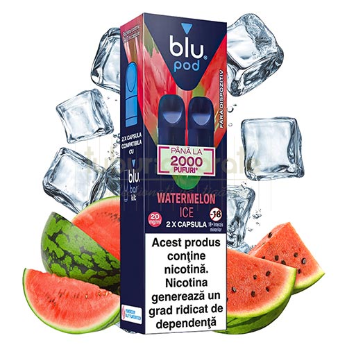 Capsule Blu Bar Watermelon Ice 20MG (2 capsule) Capsule de unica folosinta cu 1000 pufuri Blu Bar Watermelon Ice cu nicotina de 20MG