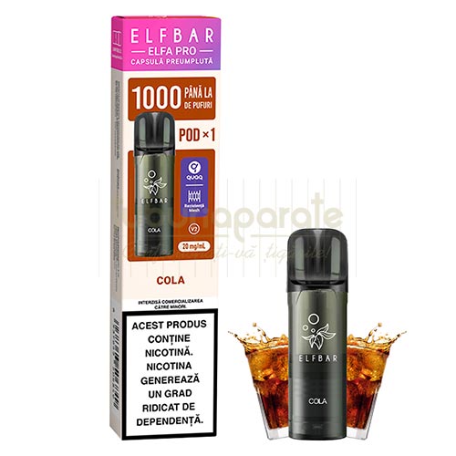 Cartus Elf Bar ELFA Pro - Cola Pachet cu 1 cartus de unica folosinta cu 1000 pufuri Elf Bar ELFA Pro Cola