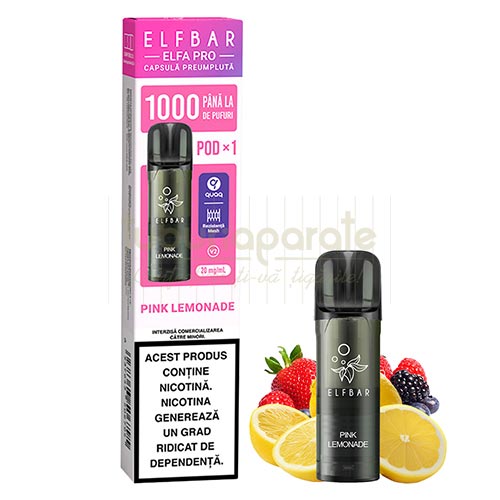 Cartus Elf Bar ELFA Pro - Pink Lemonade Pachet cu 1 cartus de unica folosinta Elf Bar ELFA Pro Pink Lemonade cu nicotina