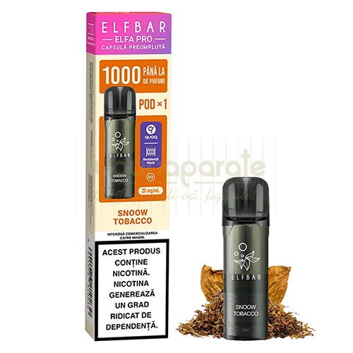 Cartus Elf Bar ELFA Pro - Snoow Tobacco Cartus Elf Bar ELFA Pro Snoow Tobacco in pachet de 1 capsula cu 1000 pufuri