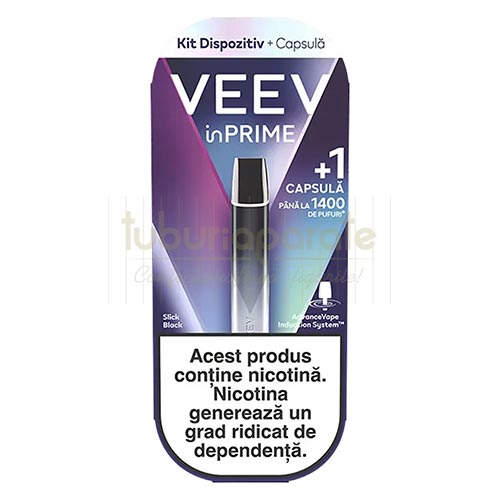 Kit VEEV inPRIME Slick Black (1 capsula) Kit complet vape cu capsule VEEV inPRIME Slick Black cu 1 capsula inclusa