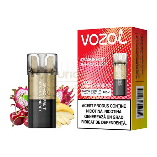 Cartus Vozol Switch Pro Dragon Fruit Banana Cherry (1 capsula) Pachet cu 1 cartus Vozol Switch Pro Dragon Fruit Banana Cherry cu pana la 1000 pufuri