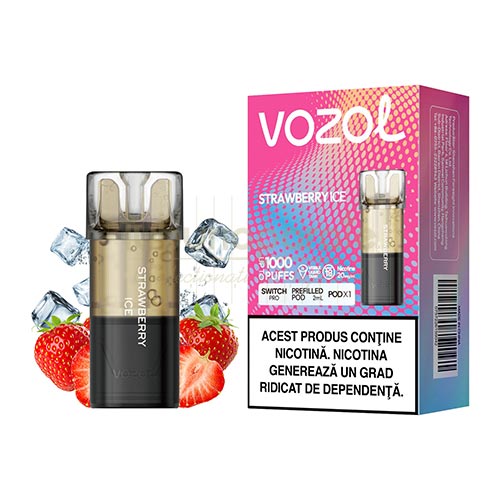 Cartus Vozol Switch Pro Strawberry Ice (1 capsula) Pachet cu 1 cartus rezerva Vozol Switch Pro Strawberry Ice cu nicotina 20 mg