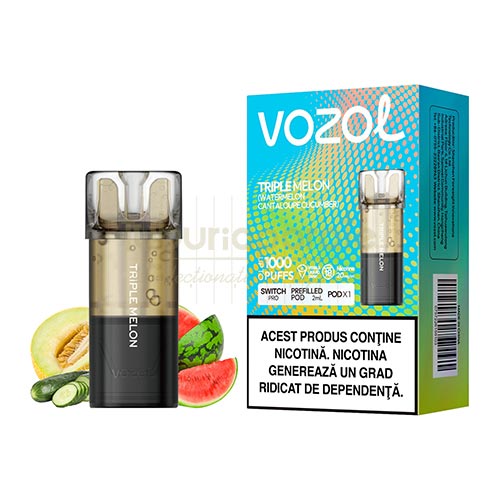 Cartus Vozol Switch Pro Triple Melon (1 capsula) Pachet cu 1 cartus Vozol Switch Pro Triple Melon cu pana la 1000 pufuri