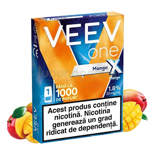 VEEV ONE X Mango (1 capsula) Pachet cu 1 capsula rezerva Veev One X cu aroma mai intensa de Mango cu nicotina de 20 mg