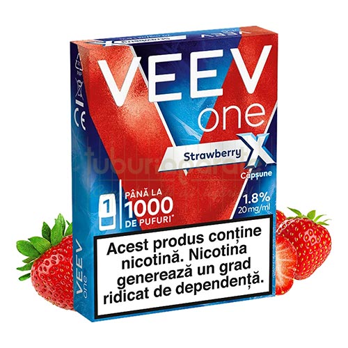 VEEV ONE X Strawberry (1 capsula) Pachet cu 1 capsula rezerva Veev One X Strawberry cu aroma intensa de capsune