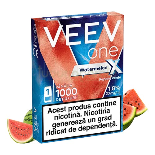 VEEV ONE X Watermelon (1 capsula) Cartus rezerva Veev One X Watermelon cu aroma mai intensa si nicotina de 20 mg/ml